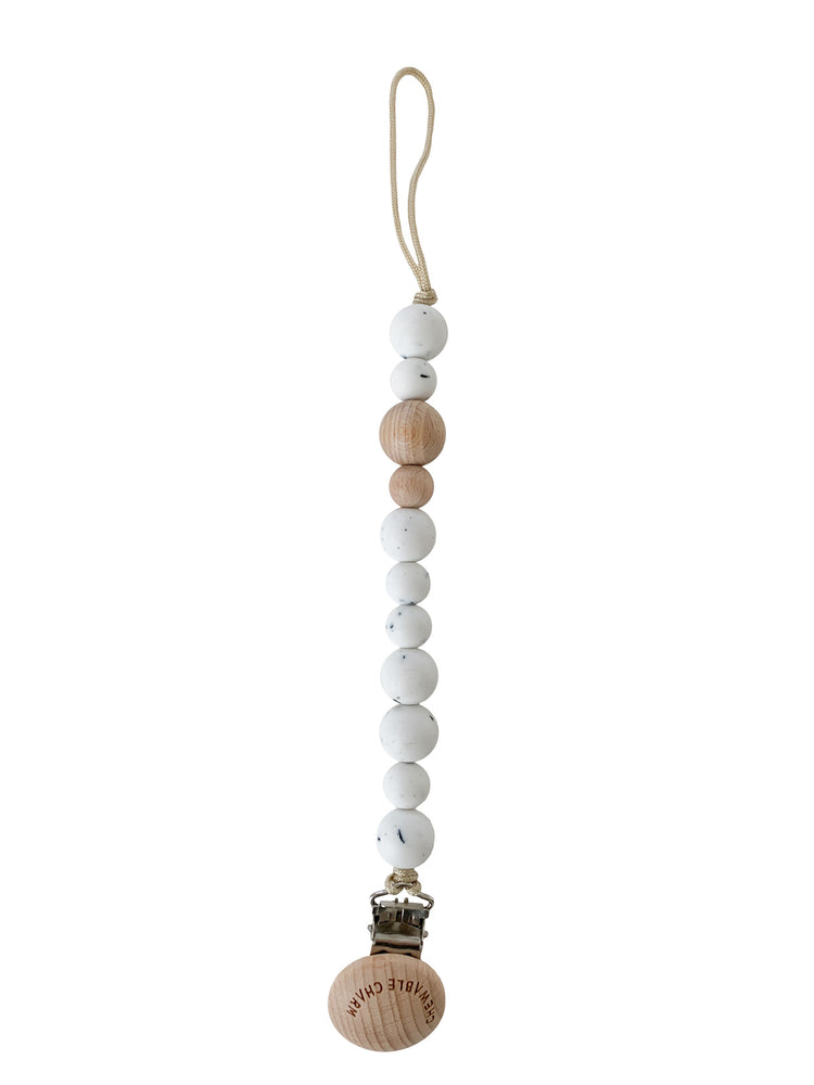 Classic Pacifier Clip - Wood +Moonstone