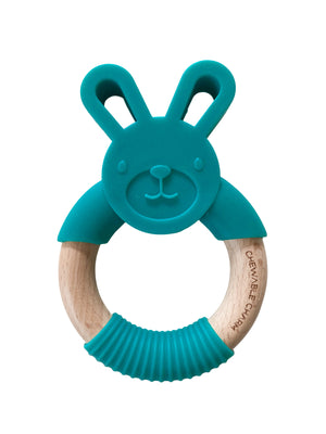 
            
                Load image into Gallery viewer, Bunny Silicone + Wood Teether - Teal
            
        