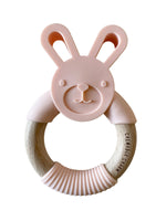 Bunny Silicone + Wood Teether - Pale Blush