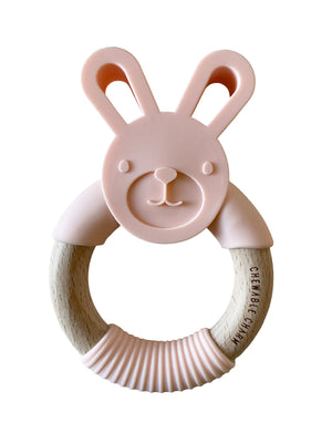 
            
                Load image into Gallery viewer, Bunny Silicone + Wood Teether - Pale Blush
            
        