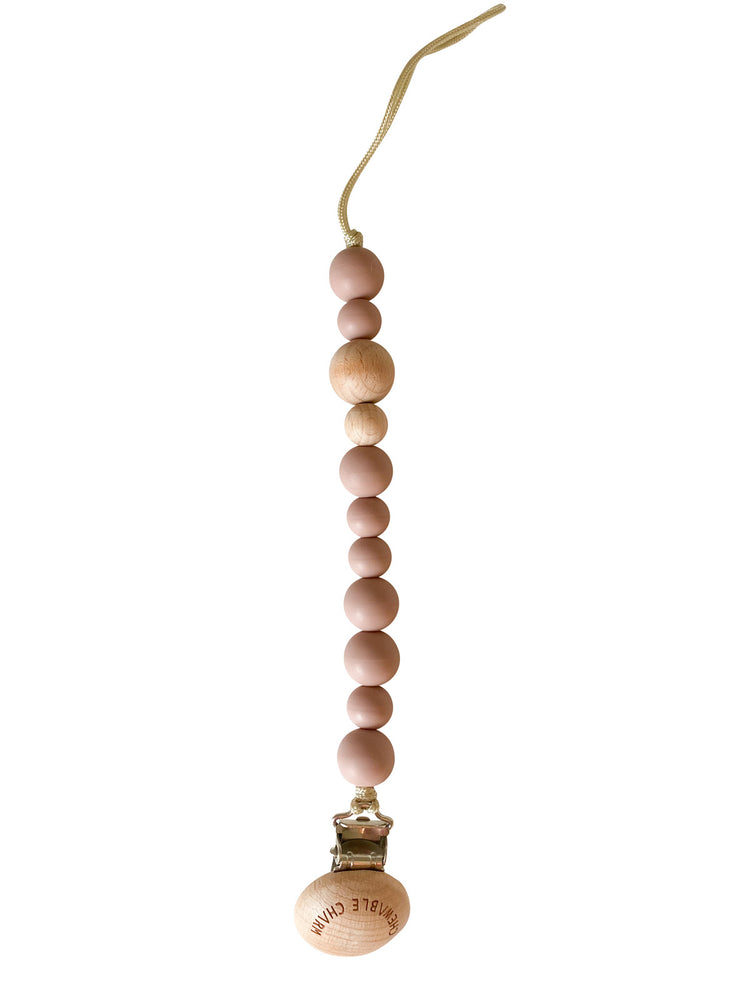 Classic Pacifier Clip - Wood+ Rose