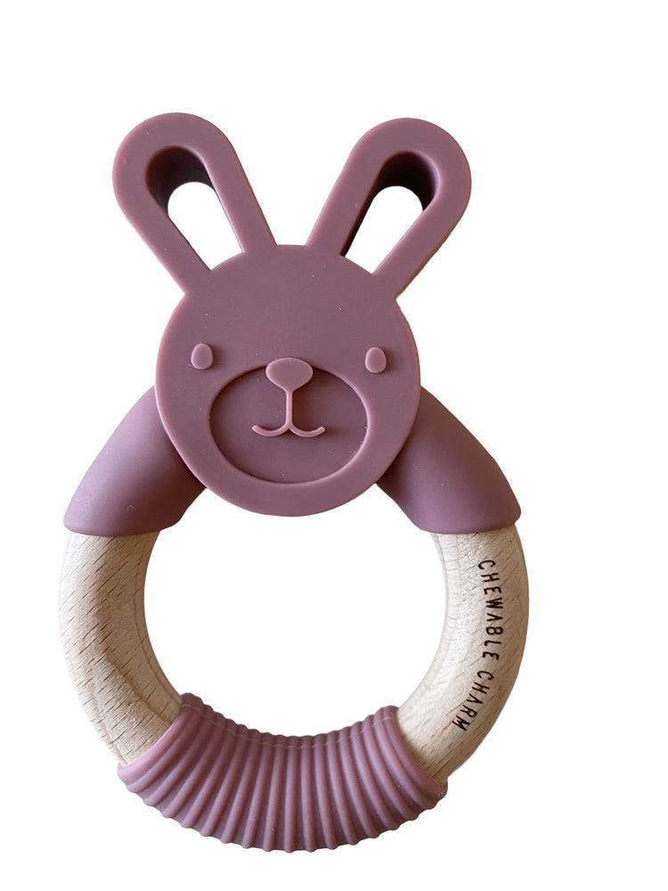 
            
                Load image into Gallery viewer, Bunny Silicone + Wood Teether - Mauvewood
            
        