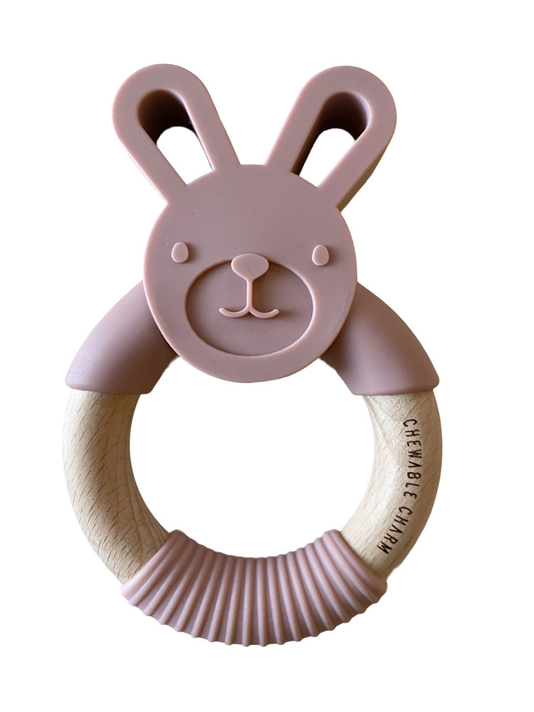 Bunny Silicone + Wood Teether - Rose